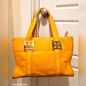Tory Burch yellow Large Leather Bag.